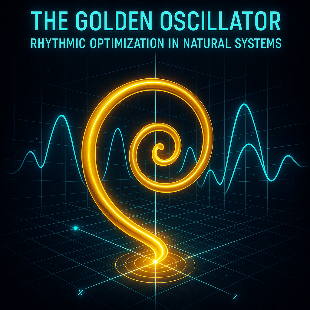 The Golden Oscillator thumbnail showing a glowing golden spiral over oscillating waveforms on a dark mathematical grid